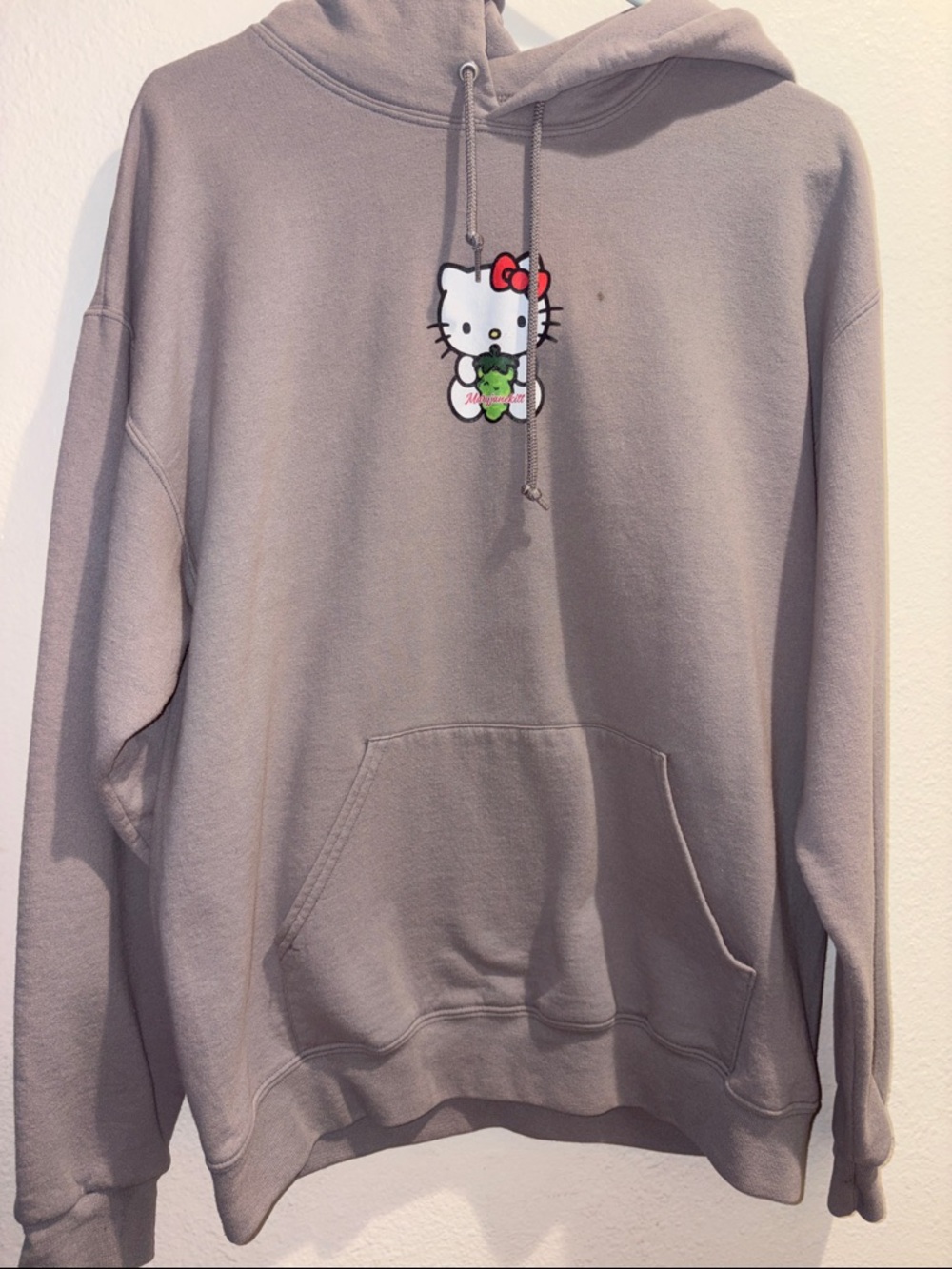 🔥RARE Custom Hello Kitty 420 Stoner Grey Hoodie Sweatshirt SZ L